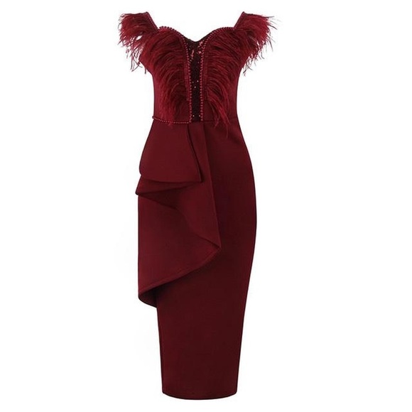 Dresses & Skirts - Burgundy dress Sexy Bodycon Dress Party Club Party Club Celebrity Elegant Clothi